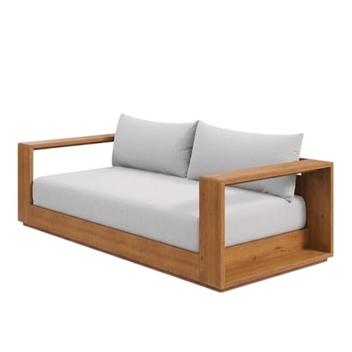 Outdoor Escape Gray Acacia Wood Outdoor Loveseat for Patio, Outdoor Sofas, Loveseats, Weather-Resistant, Comfortable Seating for Garden, Backyard