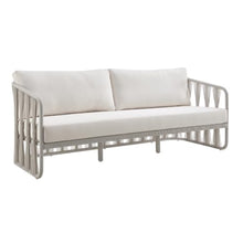 Armen Living Breeze 78 in. Cream Metal Outdoor Sofa with Pearl Cushions