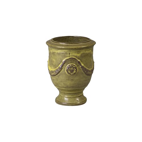 Emissary Home and Garden Anduze 12 in. French Yellow Ceramic Round Planter (12 in. L x 12 in. W x 16 in. H) with Drainage Hole