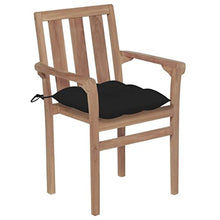 Xolmizyn 8 Pcs Stackable Patio Chairs with Cushions, Solid Teak Wood Garden Dining Seating Set for Outdoor Backyard Porch Deck Furniture, Black