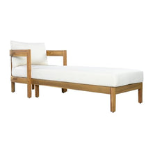 Christopher Knight Home Tila Acacia Wood Chaise Lounge Chair Outdoor Set of 2 with Removable Cushion, Solid Wood Patio Chaise Lounge with Cushion, Outdoor Sun Lounger, Poolside Seating, Teak+Beige