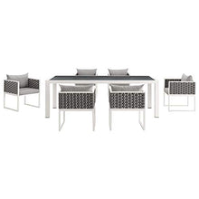 Modway Stance Outdoor Patio Woven Rope 7-Piece Dining Furniture Set White Gray
