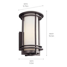 Kichler Pacific Edge 16" 1 Light Outdoor Wall Light Architectural Bronze