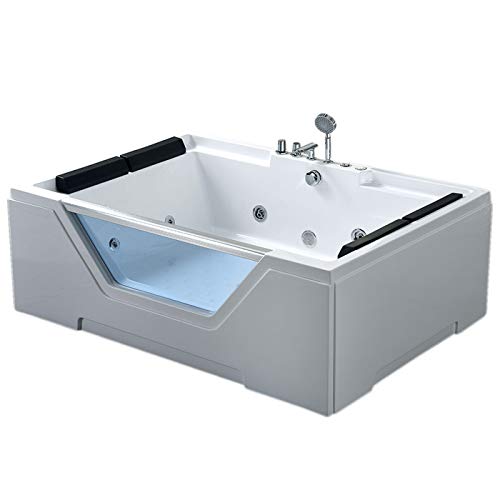 SIMBASHOPPING USA Whirlpool Bathtub Hydrotherapy 2 Persons 8 Water Jets Hot Tub 67" - Linda