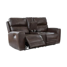 Signature Design by Ashley Leather Power Reclining Loveseat with Console