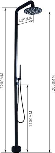 MKLFBY Floor Mounted Outdoor Shower Freestanding Garden Shower Fixtures W/Overhead Shower Head and Handheld, Brass Outside Shower for Backyard Pool Beach