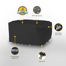 Seal Skin Covers Outdoor Rectangular Dining Set Cover, Heavy-Duty Elite PVC Waterproof & UV-Resistant Material, All-Weather Protection for Patio Furniture (Black, 110"L x 84"W x 28"H)