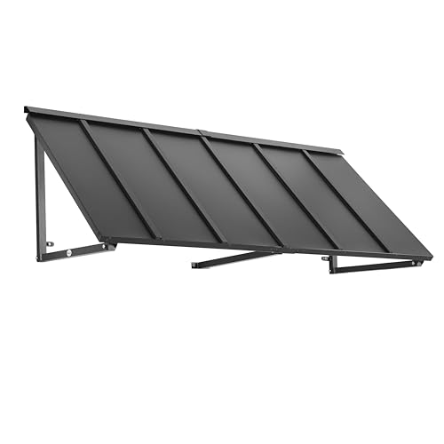 Awntech Houstonian Open-Side Fixed Awning, 92" W x 24" H x 24" D, Black