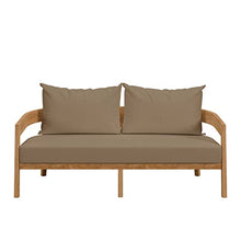 Modway Brisbane Teak Wood Outdoor Patio Loveseat in Natural Light Brown