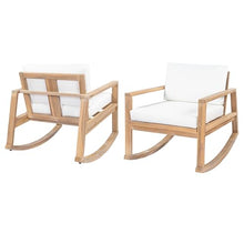 Christopher Knight Home Springer Set of 2 Acacia Wood Rocking Chair Outdoor, Patio Rocker Chair with Soft Cushions, Lounge Chair Outdoor, Rocking Accent Chair for Indoor/Outdoor, Light Teak+White