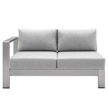 Modway Shore Sunbrella® Fabric Aluminum Outdoor Patio Left-Arm Loveseat Silver Gray