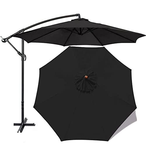 FKTHYO Parasols Patio Umbrella Cover Cloth 2.7/300cm,Polyester Replacement Canvas, 6 Ribs 8 Ribs Outdoor Table Umbrella Canopy Sun Shade Cover Replacement Cloth for Umbrella,Black-2.7m/8.8ft (8ribs)
