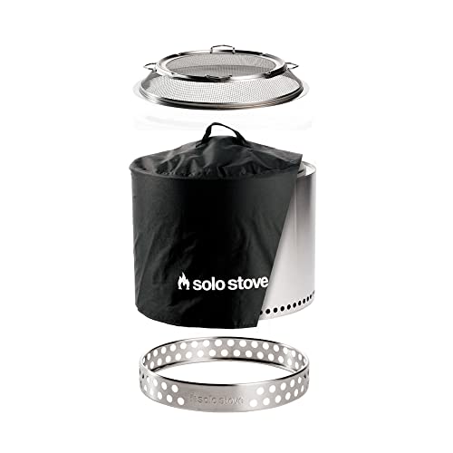 Solo Stove Bonfire Big Yard Bundle 2.0 | Incl. Bonfire Smokeless Fire Pit with Stand, Shield, Shelter, Portable for Wood Burning, Removable Ash Pan, Stainless Steel, H: 16.75in x Dia: 19.5in, 28.25lbs
