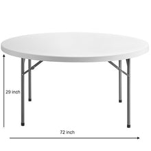 PRO&Family Round Folding Table for Events, Dining, Church, School, Wedding, Backyard Tables (10, 72'' Bi-Folding)