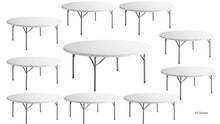 Pack 10 72 Inches / 180 Cm / 6 Foot White Folding Table Round Large Plastic Table Round Party Tables Granite Outdoor Table White Round Folding Table 6 Ft Banquet Table Plastic Round Folding Table