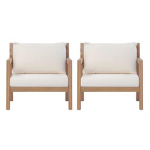 Christopher Knight Home Pablo Acacia Wood Lounge Chair Outdoor Set of 2 with Removable Cushion, Solid Wood Patio Accent Chair with Cushion, Patio Furniture Set Sofa Chair, Light Teak+Beige