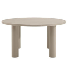 Modway Nautica 60 Inch Round Metal Outdoor Patio Dining Table in Taupe – Weather-Resistant Outdoor Dining Table for Patio, Balcony, and Garden – Modern Outdoor Dining Table for 4 People