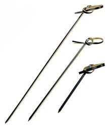 PACKNWOOD 209BBLOKO10 - Black Knot Bamboo Skewer - Loko Black Looped Bamboo Skewer - Biodegradable Knotted Picks - Bamboo Knot Picks - 3.9" - 2000 per case