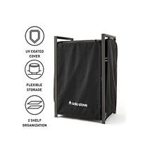 Solo Stove Station – 4.4ft Black Aluminum Firewood Rack with UV-Coated Cover, Two-Shelf Outdoor Storage for Fire Pit Logs, Tools & Accessories
