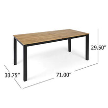 Christopher Knight Home Zak Outdoor 71" Acacia Wood Dining Table, Teak Finish, Black