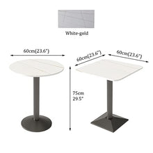 Fodalob Classic Bistro Pub Furniture- Round Bar Bistro Table White Rock Slabs Top Ø 60cm - H 75cm Table for Garden Dinner Desk Indoor Outdoor Furniture Kitchen Dining Room (Color : Square)