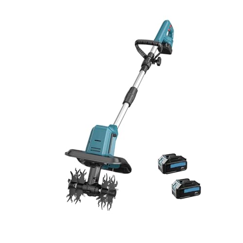 Cordless Electric Garden Tiller, Garden Rotary Tiller with Built-in Noise Reduction, Electric Tiller Suitable for Lawns, Orchards and Vegetable Plots