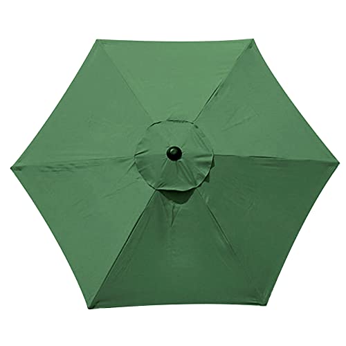 Green 8.9ft Parasol Canopy Cover UV Protection Market Table Umbrella Replacement Canopy for 2.7M 6 Ribs Sunshade Cover for Garden Patio Beach Pool