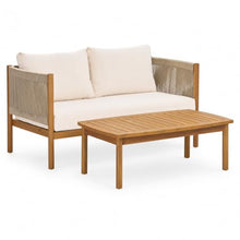 OYEFIT Outdoor Loveseat and Coffee Table Set, Acacia Wood 2-Piece Patio Set