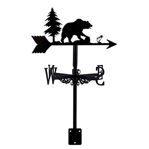 Weathervane Garden Weather Vane with Roof Mount Wind Vane Stainless Steel Bear Decorations Wind Direction Indicator for Outdoor Farm Yard Gazebo (Style 5) (Style 1)