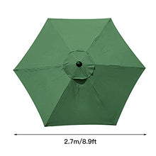 Green 8.9ft Parasol Canopy Cover UV Protection Market Table Umbrella Replacement Canopy for 2.7M 6 Ribs Sunshade Cover for Garden Patio Beach Pool