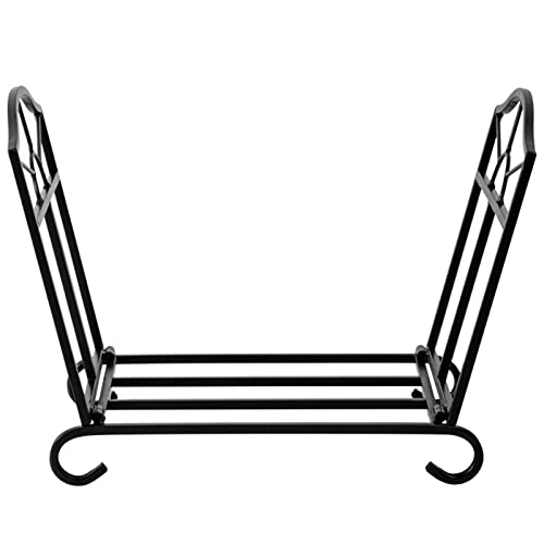DJVHSRI Outdoor Firewood Rack Metal Firewood Rack Indoor Fireplace Wood Storage Heavy Duty Log Stand Stacking Rack Fireside Log Rack Black for Patios,