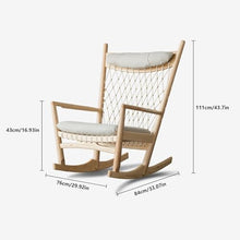 Living Room Armchairs Wooden Rocking Chair – Nap Chaise Lounge and Armchair for Single Sofa – Rattan Chair – Leisure Chair for Living Room or Outdoor Fabric Armchair (Walnut Colour)