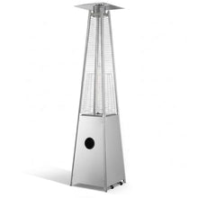 40,000 BTU Stainless Steel Portable Propane Outdoor Patio Heater with Glass Flame Tube – Square Pyramid Freestanding Design with Wheels & Easy Ignition – Outdoor Heater for Deck, Patio, Events