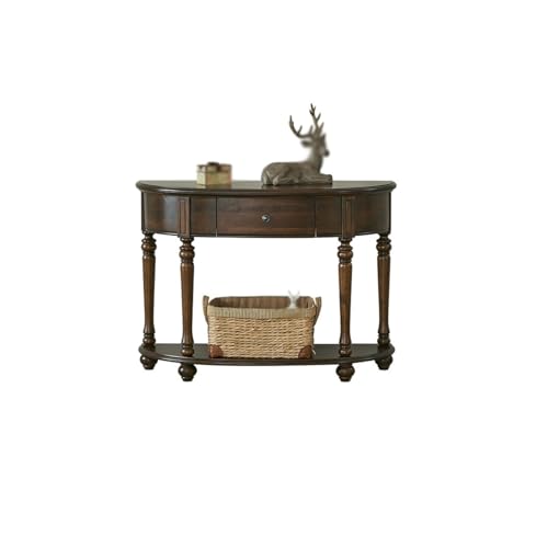 GKOKG Coffee Tables Home Porch Cabinet Semi-Circular Wooden Living Room Sofa Side Table Furniture