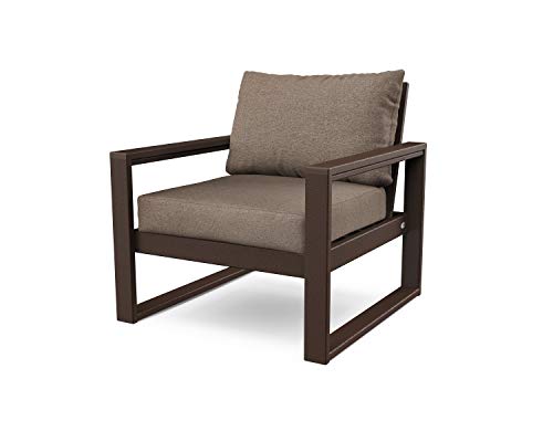 Polywood® Edge Club Chair in Mahogany/Spiced Burlap