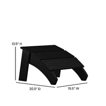 Taylor & Logan Brady Dual Slat Back Poly Resin Adirondack Chairs with Foot Rests Black