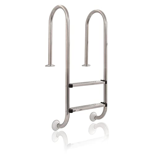 Swimming Pool Ladder, 2-Step In-Ground Stainless Steel Step for Indoor/Outdoor Pool, Heavy Duty Non-Slip Ladder, Quick Mount Base