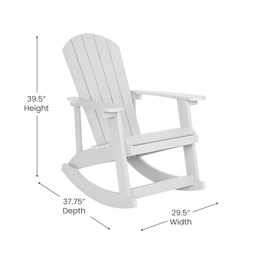 BizChair Set of 4 Savannah Adirondack Rocking Chairs White