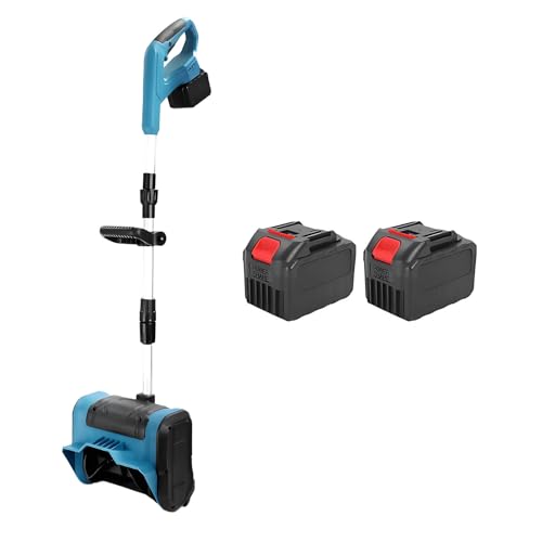 Electric Snow Thrower, Powerfull Battery Snow Blower with 26ft Throw Distance, Cordless Snow Shovel for Driveway Winter Snow Removal(Two Batteries)