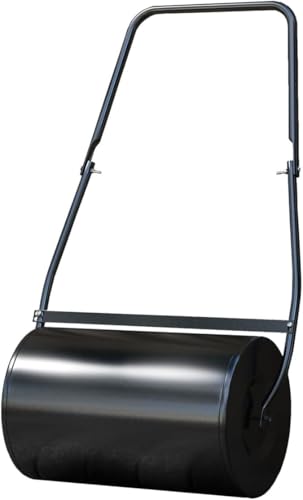 BCSRVCE Black Lawn Roller, Heavy-Duty Push/Tow Behind Water/Sand Filled Roller for Park, Yard, 10 Gallons, Black 23.5" L x 12.5" W x 41.25" H 10 Gallons Drum Roller