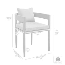 Armen Living Menorca Outdoor Patio Dining Chairs in Aluminum with Grey Cushions - Set of 2