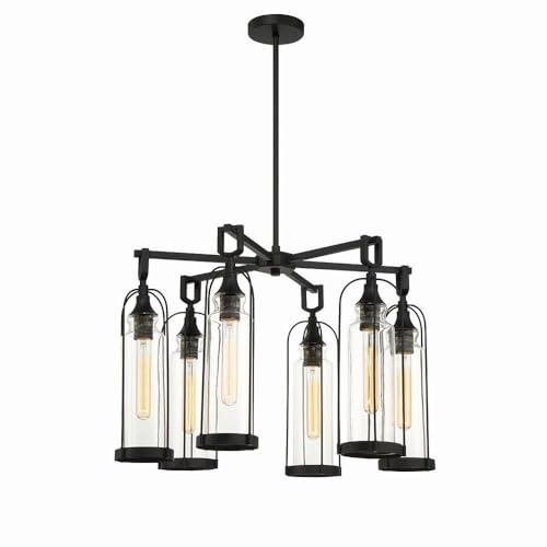 Bailey Street Home 6 Light Outdoor Pendant Vintage Style Satin Black