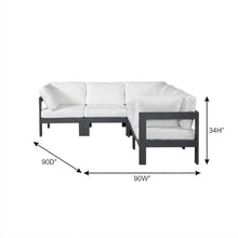 Outdoor Escape White Fabric Outdoor Patio Modular Sectional, Contemporary Style, Comfortable 90X90 Inch Seating, Weather-Resistant Cushioned Design