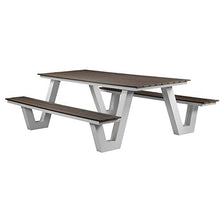 Pangea Home Lukas Picnic Table, White Frame and Grey Polyresin