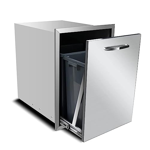 Propane Drawer Built-in Single Trash Drawer Pull-Out Tray Stainless Steel Trash Drawer Storage Trash Bins Or Propane Tank for BBQ Island Grill Station,20" W X 27" H X 24" D