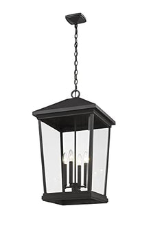 Z-Lite 4 Light Outdoor Chain Mount Ceiling Fixture Black