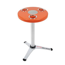 Manufacturers' Select ITC Outdoor Table w/Aluminum Cypress Leg and Radix Stand for Patio/Deck/Dock/Yard - Bright Color Portable Table w/ 3 Large Drink Holders (Orange w/Silver Leg)