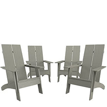 Merrick Lane Piedmont 2 Slat Poly Resin Adirondack Chair - Gray - Modern Design - Indoor/Outdoor - Set of 4