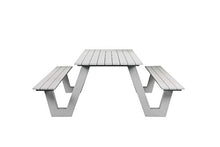 Pangea Home Lukas Picnic Table, White Frame and White Polyresin
