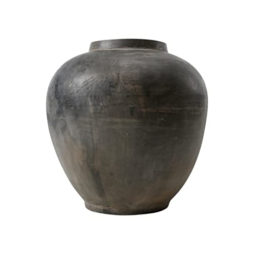 Artissance Earthy Gray Large Pottery Apple-Shaped Pot, 12.6 Inch Tall